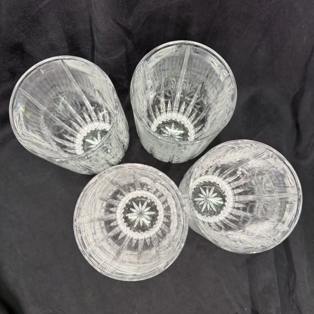 Lenox Westchester Crystal Highball Glasses Set of 4 Vertical Cut Tumblers 5.75in